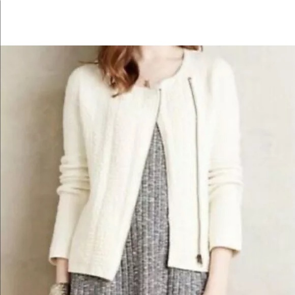 Angel of the north by Anthropologie, cream Moto style cardigan xs - Picture 1 of 12